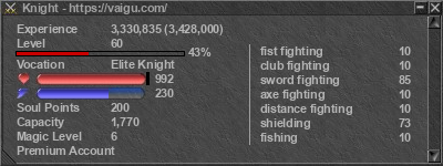 Signature for player Knight