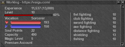 Signature for player Worklog